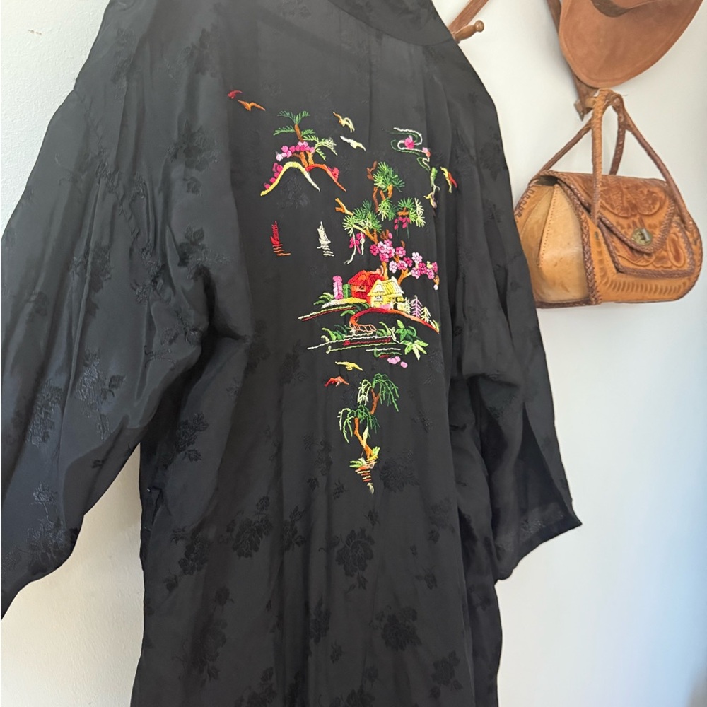 Golden Bee Kimono with Colorful Embroidery